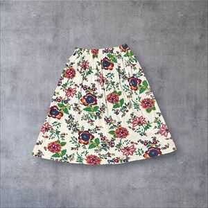 Multicolor Floral White Skater Skirt